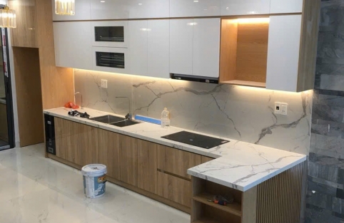 Tủ Bếp Chữ L Gỗ Công Nghiệp TBL002